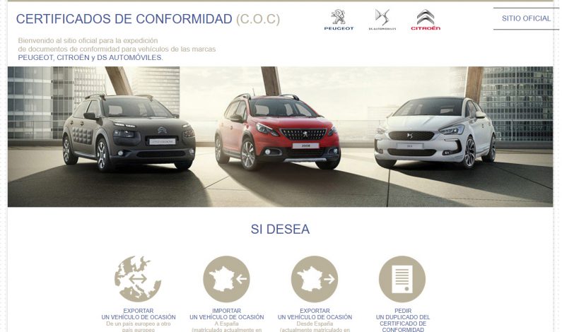 COC Citroën o DS Automobiles: 200€ por cada certificado de conformidad.